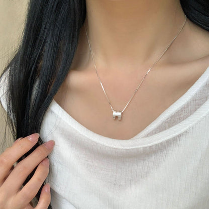 S925 Brushed Letter H Necklace