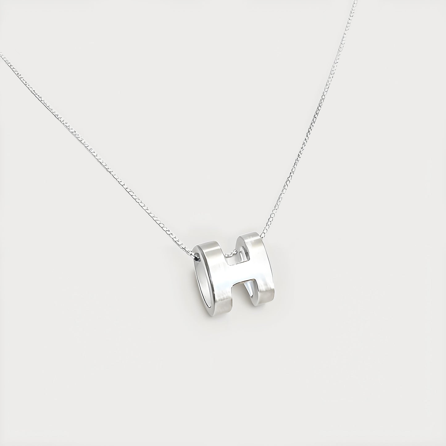 S925 Brushed Letter H Necklace