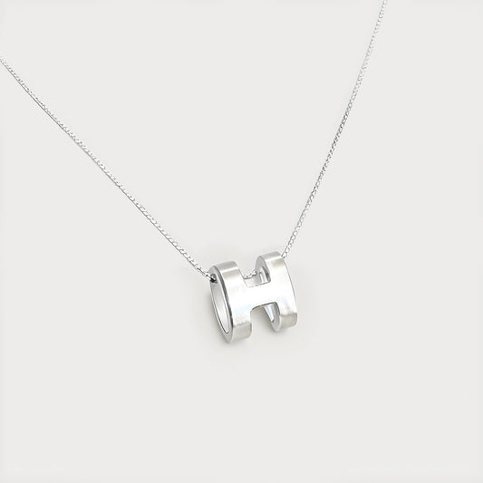 S925 Brushed Letter H Necklace