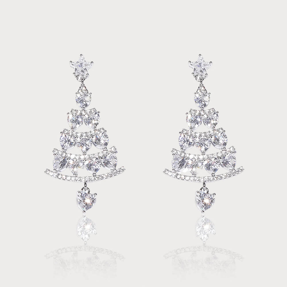 Silver Christmas Zircon Stud Earrings