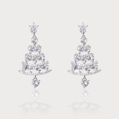 Silver Christmas Zircon Stud Earrings