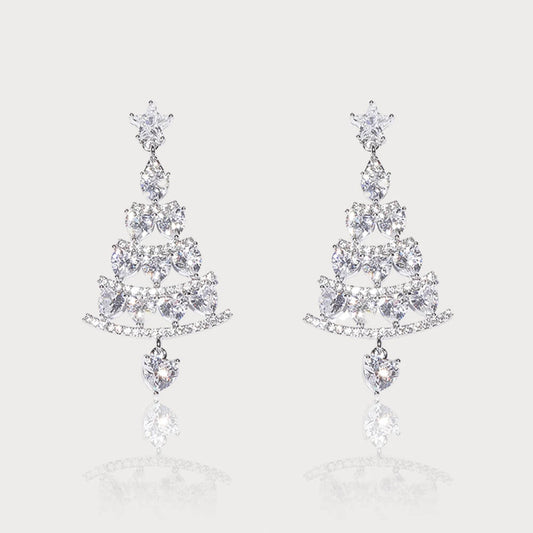 Silver Christmas Zircon Stud Earrings
