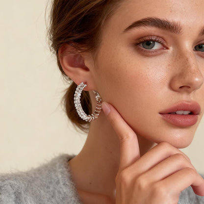Unique Textured Silver Hoop Earrings