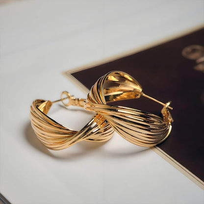 Vintage Gold Spiral Earrings – Modern Geometric Statement