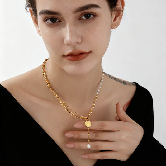 Vintage Tassel Pearl Necklace Artificial Pearl Elegant Jewelry for Women