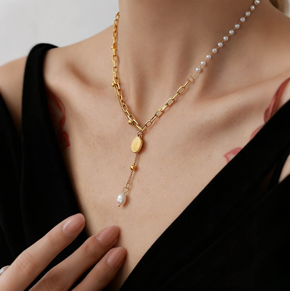 Vintage Tassel Pearl Necklace Artificial Pearl Elegant Jewelry for Women