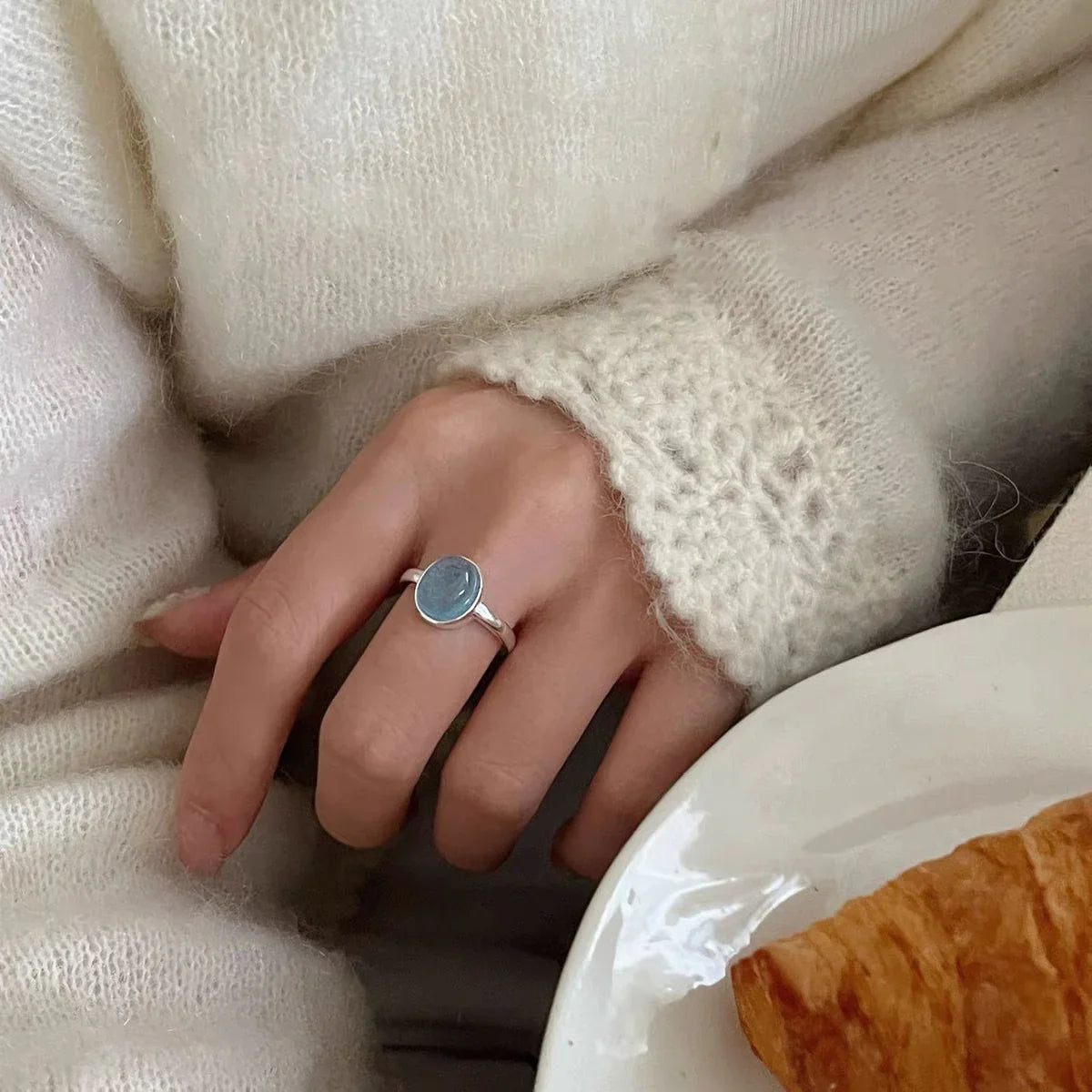 Aquamarine Ring in Sterling Silver