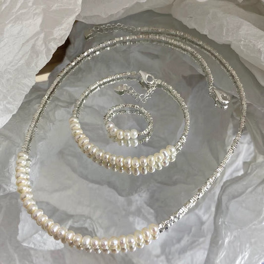 Silver Shard & Pearl Set