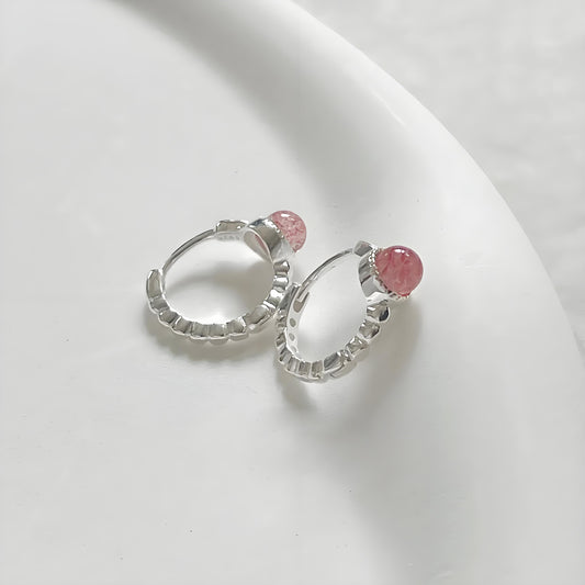 Strawberry Quartz Silver Cuffs