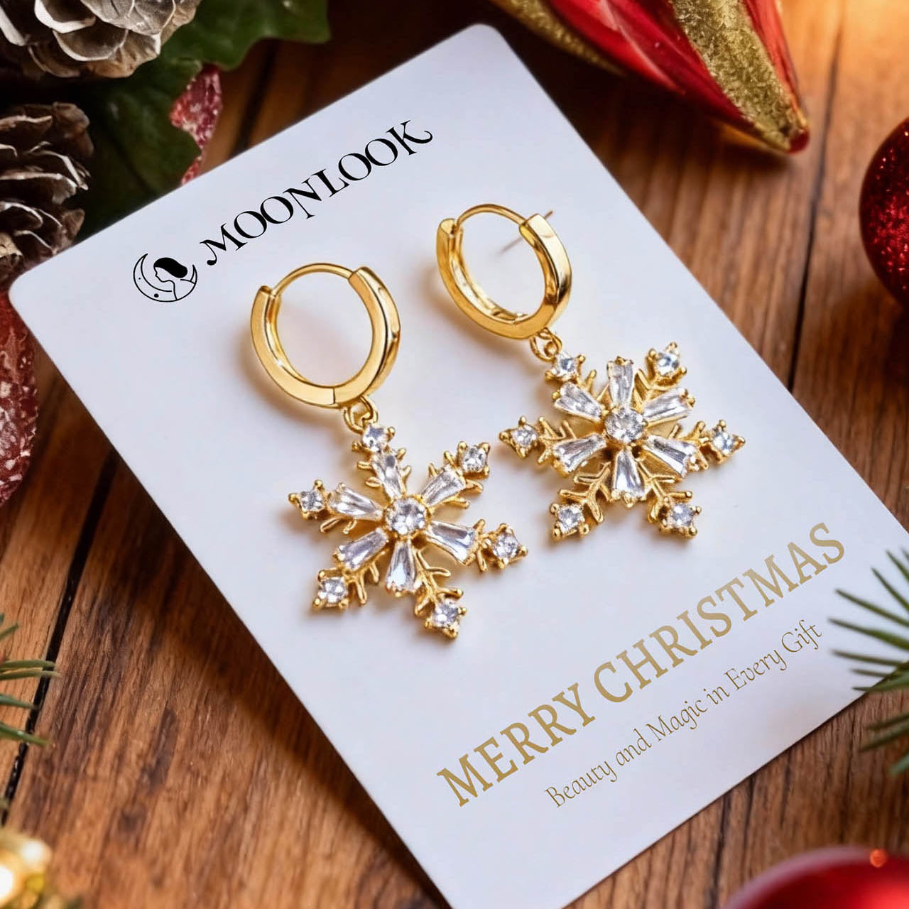 Rotating Snowflake Christmas Earrings