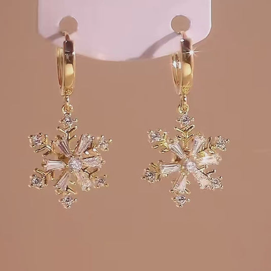 Rotating Snowflake Christmas Earrings